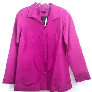 Talbots NWT 100% Silk Button Down Magenta Size 6
